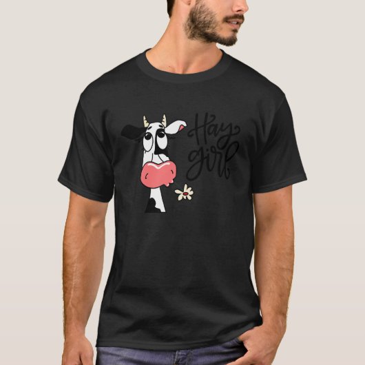 牛のヘイファー+干し草の少女 Tシャツ (正面)