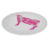 牛のホットピンクと白のシルエット カッティングボード (角)
