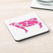 牛のホットピンクと白のシルエット コースター (左側)