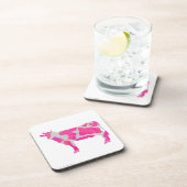 牛のホットピンクと白のシルエット コースター (右側)