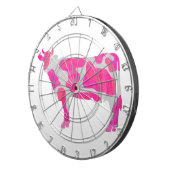 牛のホットピンクと白のシルエット ダーツボード (正面右)