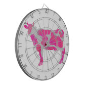 牛のホットピンクと白のシルエット ダーツボード (正面左)
