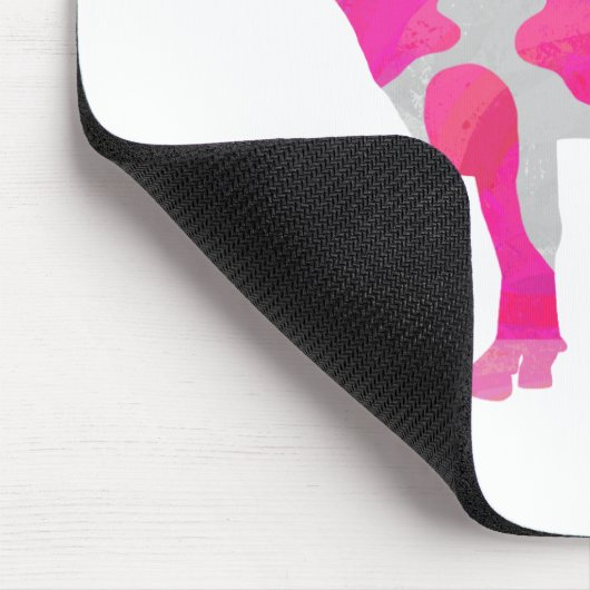 牛のホットピンクと白のシルエット マウスパッド (コーナー)