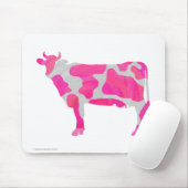 牛のホットピンクと白のシルエット マウスパッド (マウス)