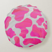 牛のホットピンクと白のシルエット ラウンドクッション (裏面)
