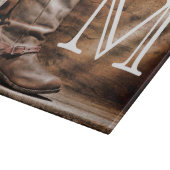 牛のボーイブーツ平型モノグラムガラス切断板 カッティングボード (角)