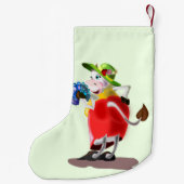 牛のモダンクリスマスストッキング スモールクリスマスストッキング (裏面)