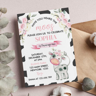 牛のモーさんお誕生日おめでとう（1歳） 招待状