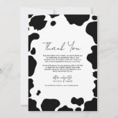 牛のモー斑点プリント白黒ありがとう 招待状 (正面)