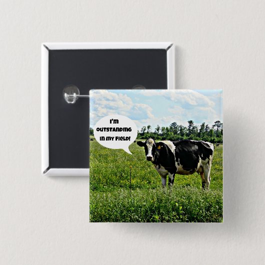 牛のユーモア 缶バッジ (正面&裏面)