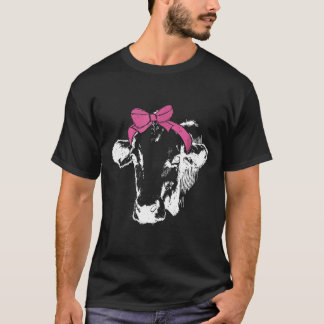 牛のリボン ファーマーズワイフ 農場納屋動物 女性Tシャツ Tシャツ