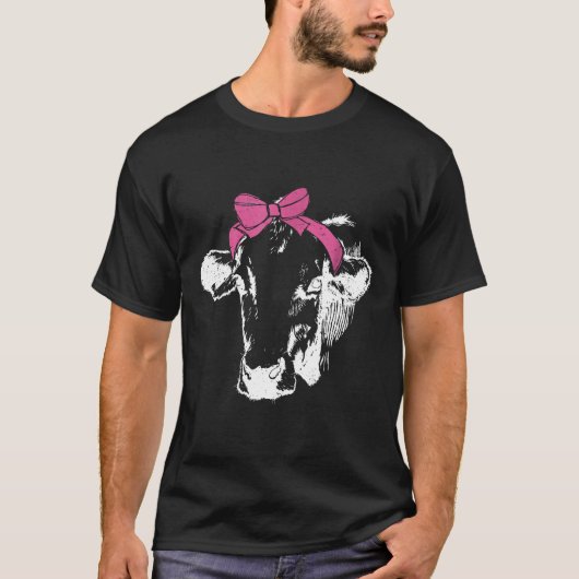 牛のリボン ファーマーズワイフ 農場納屋動物 女性Tシャツ Tシャツ (正面)