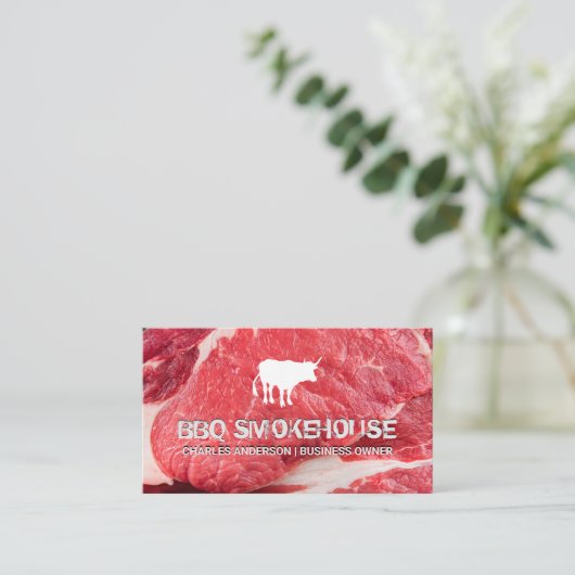 牛のロゴ | ステーキ 名刺 (スタンド正面)