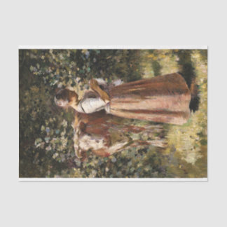 牛のロマンチックな農家のシーンを持つファームガール 薄葉紙