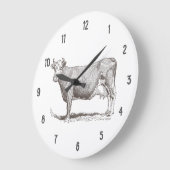 牛のヴィンテージ おもしろい ラージ壁時計 (傾斜)