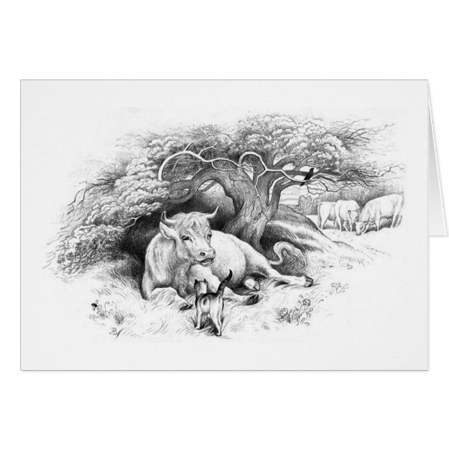 牛の休息カード (正面横)