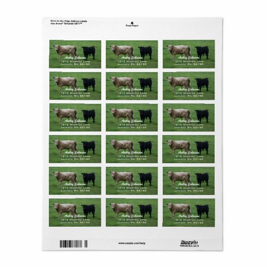 牛の住所 シール (フルシート)