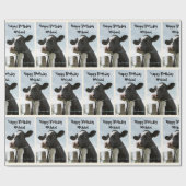 牛の個人用挨拶と名前の誕生日 ラッピングペーパー (フラット)