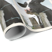 牛の個人用挨拶と名前の誕生日 ラッピングペーパー (ロールコーナー)