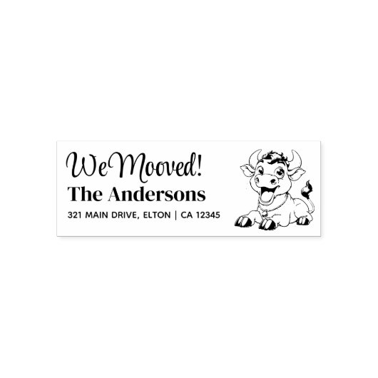 牛の個人用設定差出人住所 セルフインキングスタンプ (デザイン)