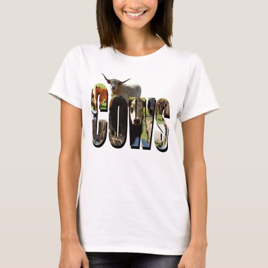 牛の写真のロゴ Tシャツ (正面)