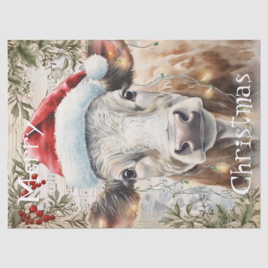 牛の冬のクリスマスウォーターの色 薄葉紙 (正面)