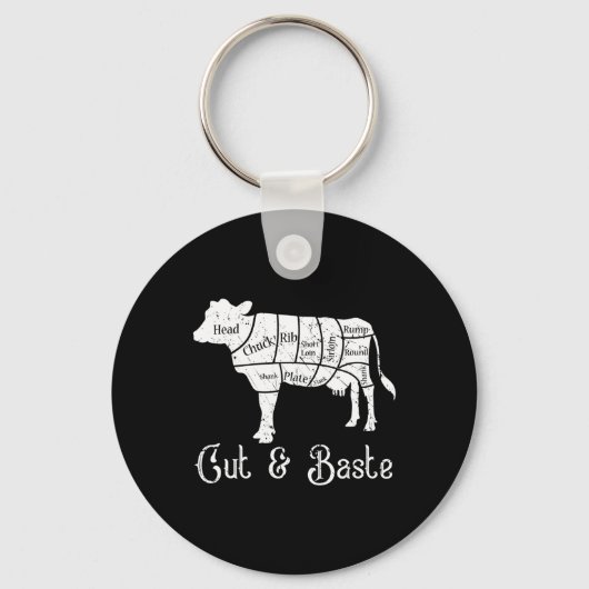 牛の切り身とセット – 肉の肉切り肉の肉切り キーホルダー (正面)