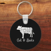 牛の切り身とセット – 肉の肉切り肉の肉切り キーホルダー (正面)