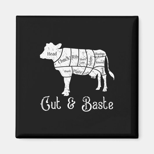 牛の切り身とセット – 肉の肉切り肉の肉切り マグネット (正面)