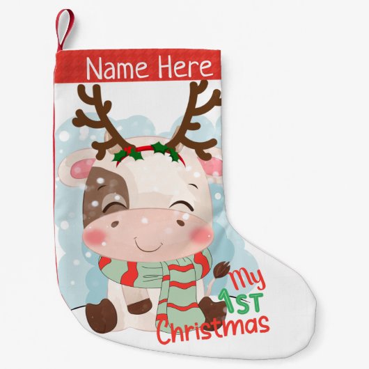 牛の初クリスマス スモールクリスマスストッキング (正面)