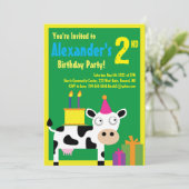 牛の動物の子のバースデーパーティ招待状 招待状 (スタンド正面)
