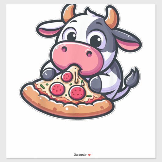牛の動物食べのピザマルゲリータミールグルメ_2 シール (シート)
