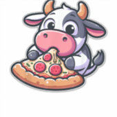 牛の動物食べのピザマルゲリータミールグルメ_2 シール (正面)