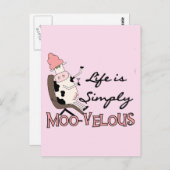 牛の単モー純なベルスのTシャツと贈り物 ポストカード (正面/裏面)