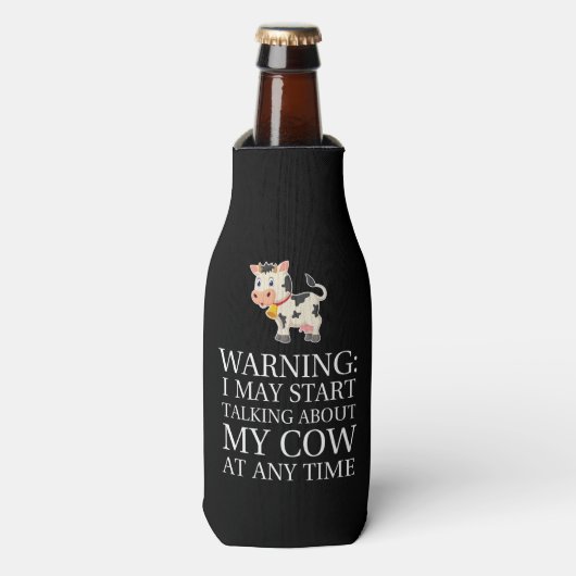 牛の印刷された私の牛の任意の時間のギフトについての話 ボトルクーラー (ボトル正面)