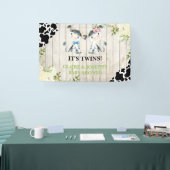 牛の双子ベイビーシャワー / 性別発表バックドロップ 横断幕 (トレードショー)