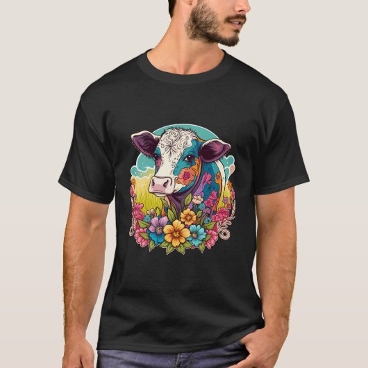 牛の可愛い愛牛動物 Tシャツ (正面)