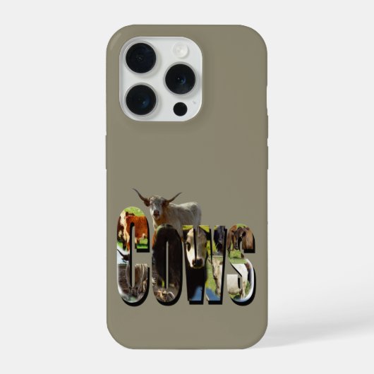 牛の名前の絵のロゴと牛 iPhoneケース (裏面)