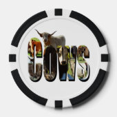 牛の名前写真ロゴと牛、 ポーカーチップ (正面)