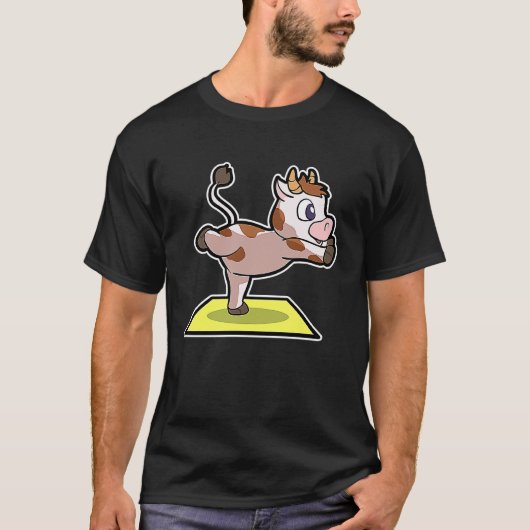 牛の子牛ヨガポーズ スポーツ体操 オームの鼓動 Tシャツ (正面)