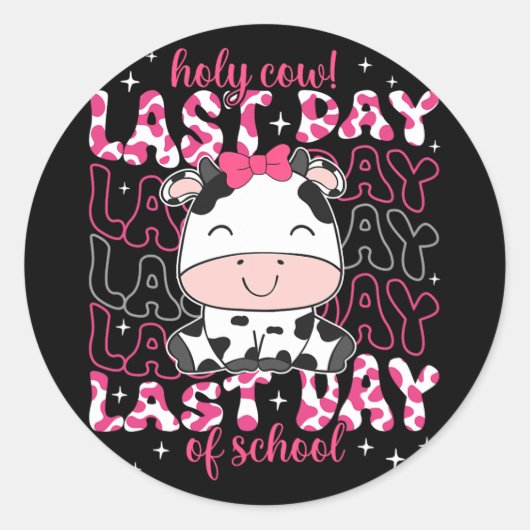 牛の学校の最後の日先生男の子の女の子の子Stu ラウンドシール (正面)