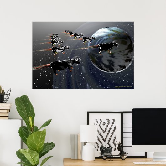 牛の宇宙 ポスター (ホームオフィス)