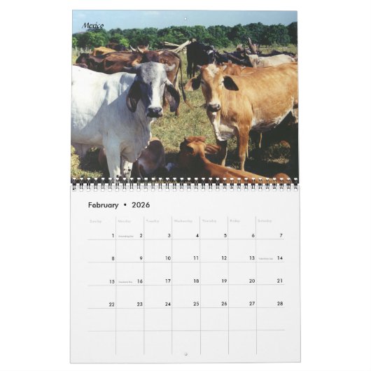 牛の家畜 カレンダー (2月 2026)
