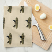 牛の小鳥（カウバード）アウドゥボンの鳥 キッチンタオル (四つ折り)