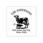 牛の差出人住所スタンプ ラバースタンプ (インプリント)