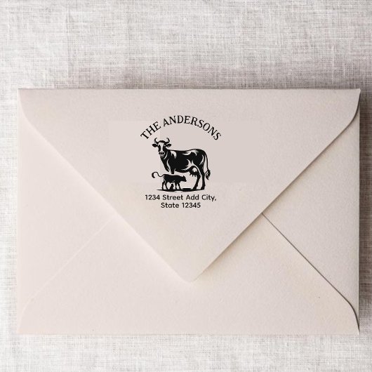 牛の差出人住所スタンプ ラバースタンプ