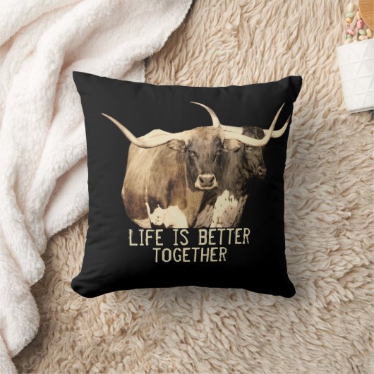 牛の引用文の脱色生活は一緒にセピア色よりよい クッション (ブランケット)