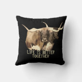 牛の引用文の脱色生活は一緒にセピア色よりよい クッション (裏面)