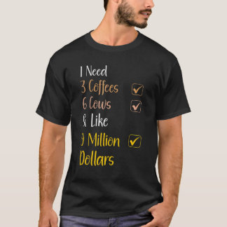 牛の引用 私はコーヒーを3杯 牛6頭 牛 農家 Tシャツ