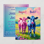 牛の性別 ウェスタンスタイル 出生発表 招待状 (正面/裏面)